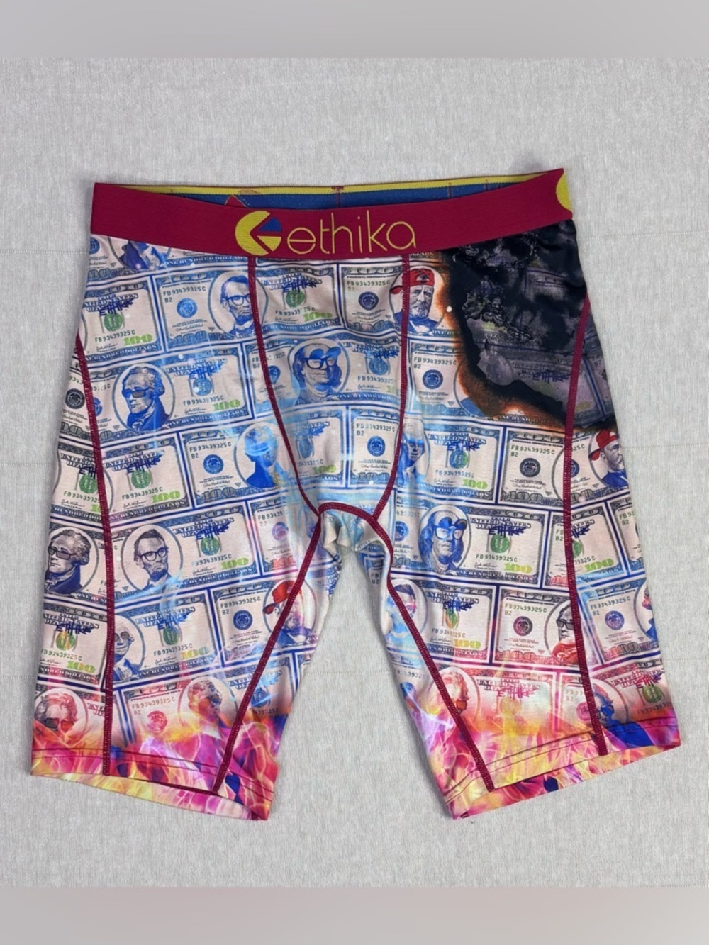 Ethika Money Print Boxer Briefs Fire Graphic Stretch Statement Streetwear